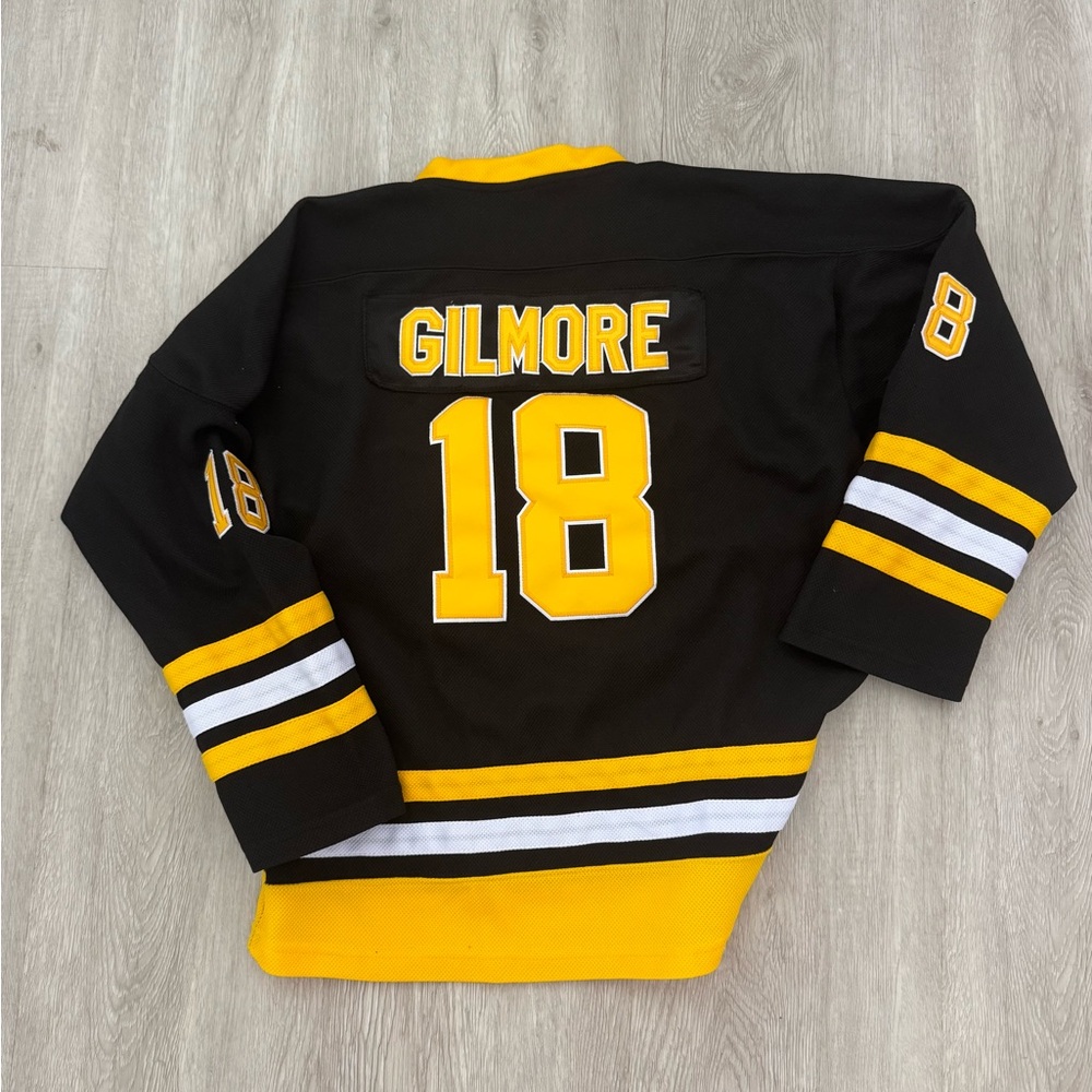 Happy Gilmore Boston Black and Yellow Hockey Jersey Youth L Halloween Costume - Picture 2 of 3